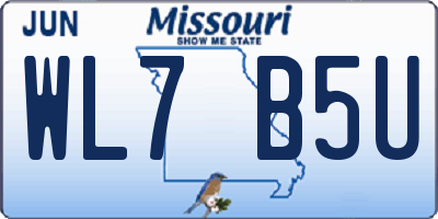MO license plate WL7B5U