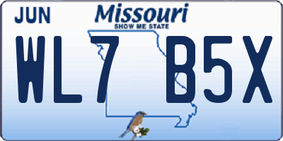 MO license plate WL7B5X