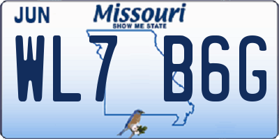 MO license plate WL7B6G