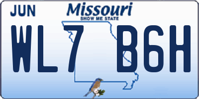 MO license plate WL7B6H