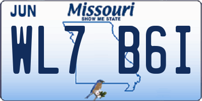 MO license plate WL7B6I