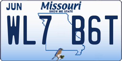 MO license plate WL7B6T