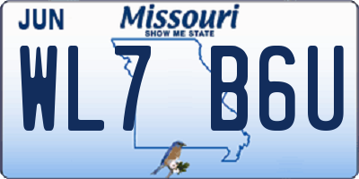 MO license plate WL7B6U