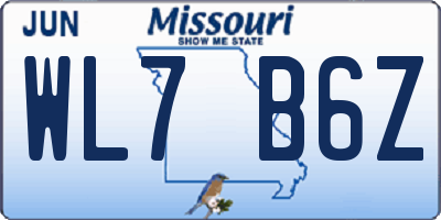 MO license plate WL7B6Z