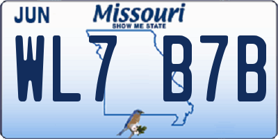 MO license plate WL7B7B