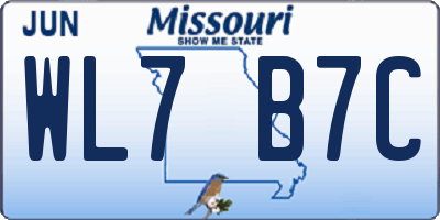 MO license plate WL7B7C