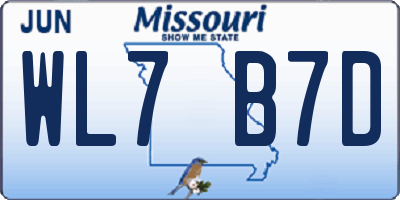 MO license plate WL7B7D