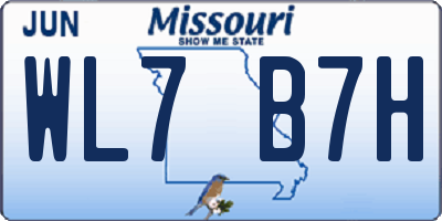 MO license plate WL7B7H