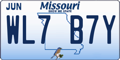 MO license plate WL7B7Y