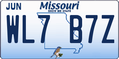 MO license plate WL7B7Z