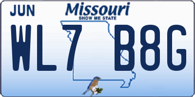 MO license plate WL7B8G