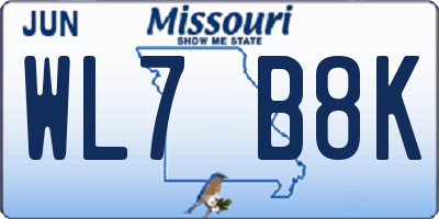 MO license plate WL7B8K