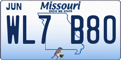 MO license plate WL7B8O