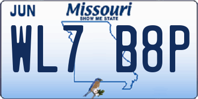 MO license plate WL7B8P