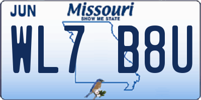 MO license plate WL7B8U