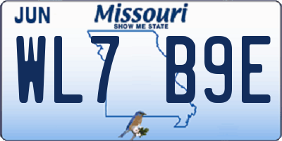 MO license plate WL7B9E