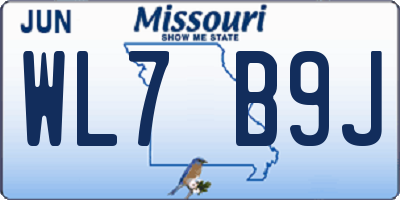 MO license plate WL7B9J