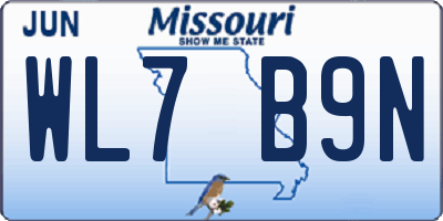 MO license plate WL7B9N