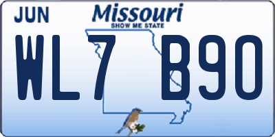 MO license plate WL7B9O