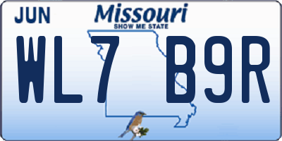 MO license plate WL7B9R