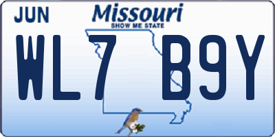 MO license plate WL7B9Y