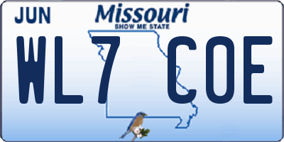 MO license plate WL7C0E