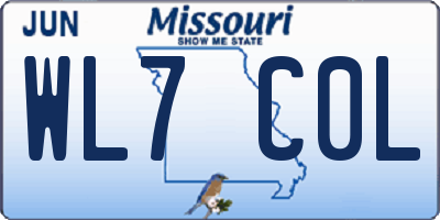 MO license plate WL7C0L