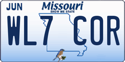 MO license plate WL7C0R