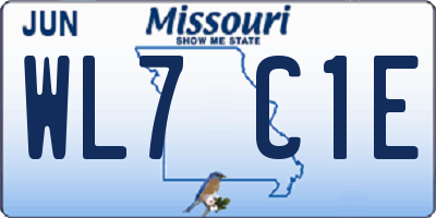 MO license plate WL7C1E