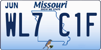 MO license plate WL7C1F