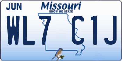 MO license plate WL7C1J