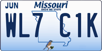MO license plate WL7C1K