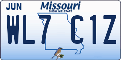 MO license plate WL7C1Z