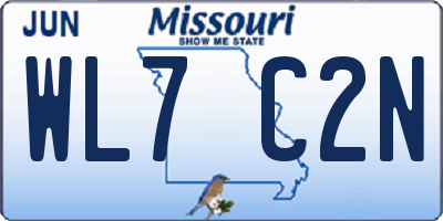 MO license plate WL7C2N