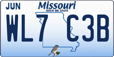 MO license plate WL7C3B