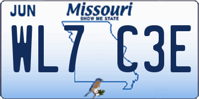 MO license plate WL7C3E