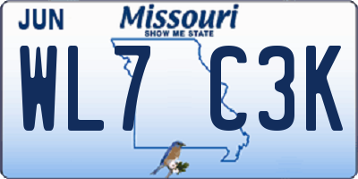 MO license plate WL7C3K