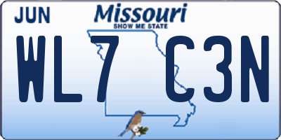 MO license plate WL7C3N