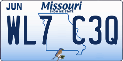 MO license plate WL7C3Q