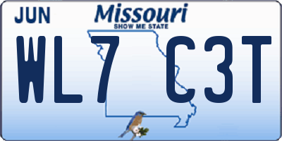 MO license plate WL7C3T