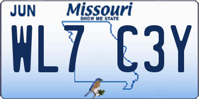 MO license plate WL7C3Y