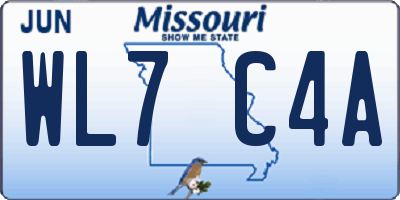 MO license plate WL7C4A