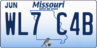 MO license plate WL7C4B