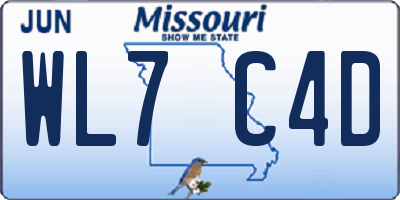MO license plate WL7C4D
