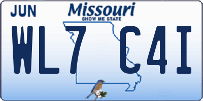 MO license plate WL7C4I