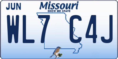 MO license plate WL7C4J
