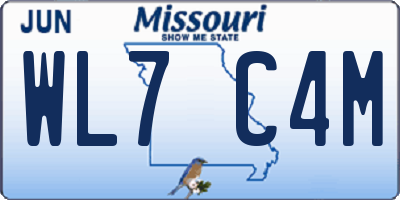 MO license plate WL7C4M