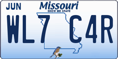 MO license plate WL7C4R