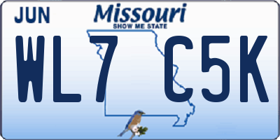MO license plate WL7C5K
