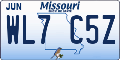 MO license plate WL7C5Z